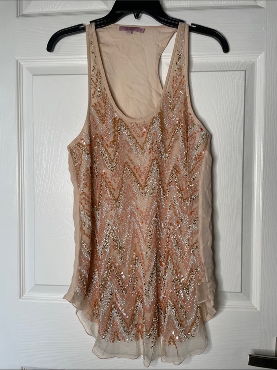 Calypso St. Barth Tops - Calypso St. Barth Beaded Front Racerback Tank Top 100% Silk
